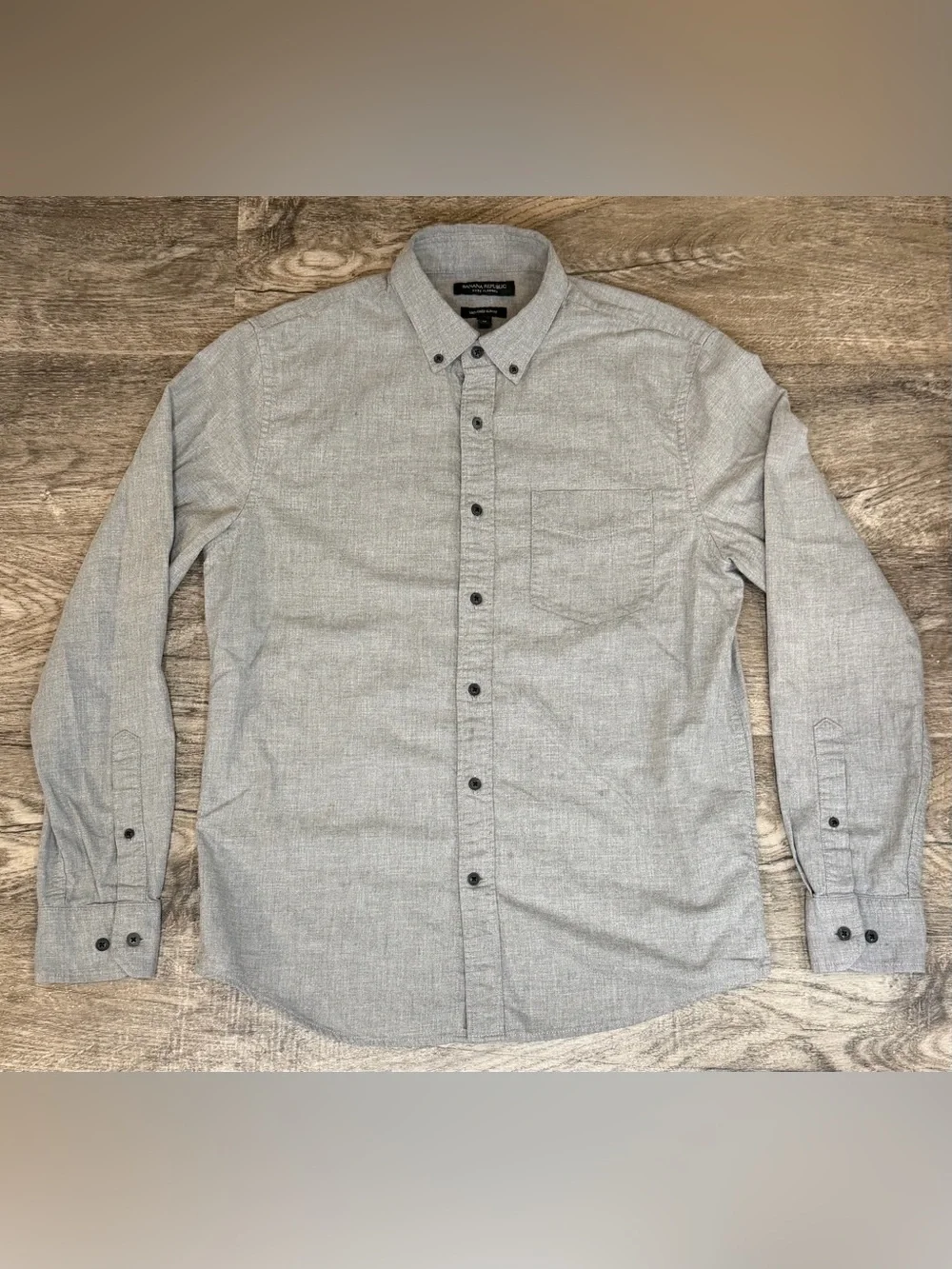 Banana Republic Men’s M Luxe Flannel Gray Untucked Slim Fit Button Up Shirt